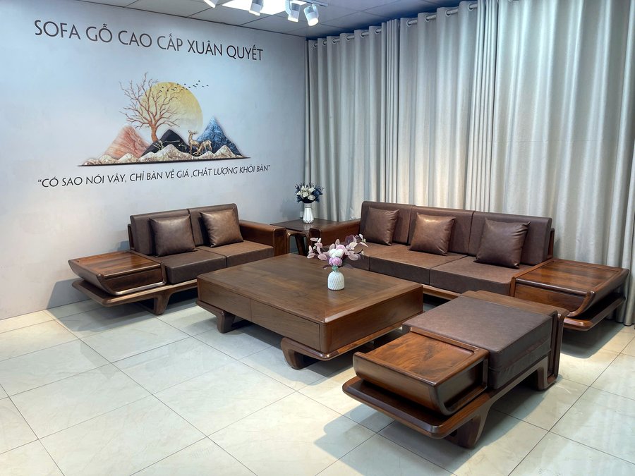 Sofa gỗ óc chó phòng khách