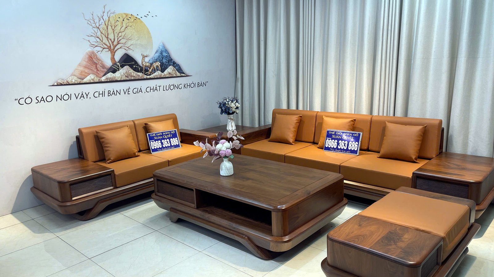 Bộ sofa gỗ cao cấp Xuân Quyết tại showroom