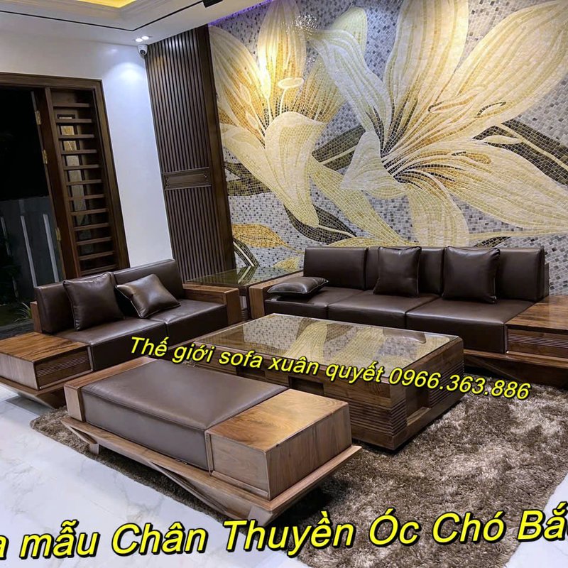 Sofa chân thuyền gỗ tự nhiên